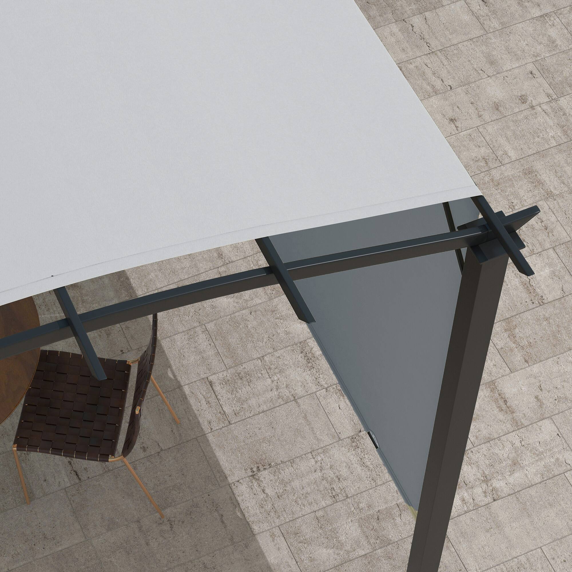 Alt View 5. Outsunny - 11' x 11' Outdoor Retractable Pergola Canopy, Arched Sun Shade Shelter, Metal Frame Patio Canopy for Backyard - Gray.