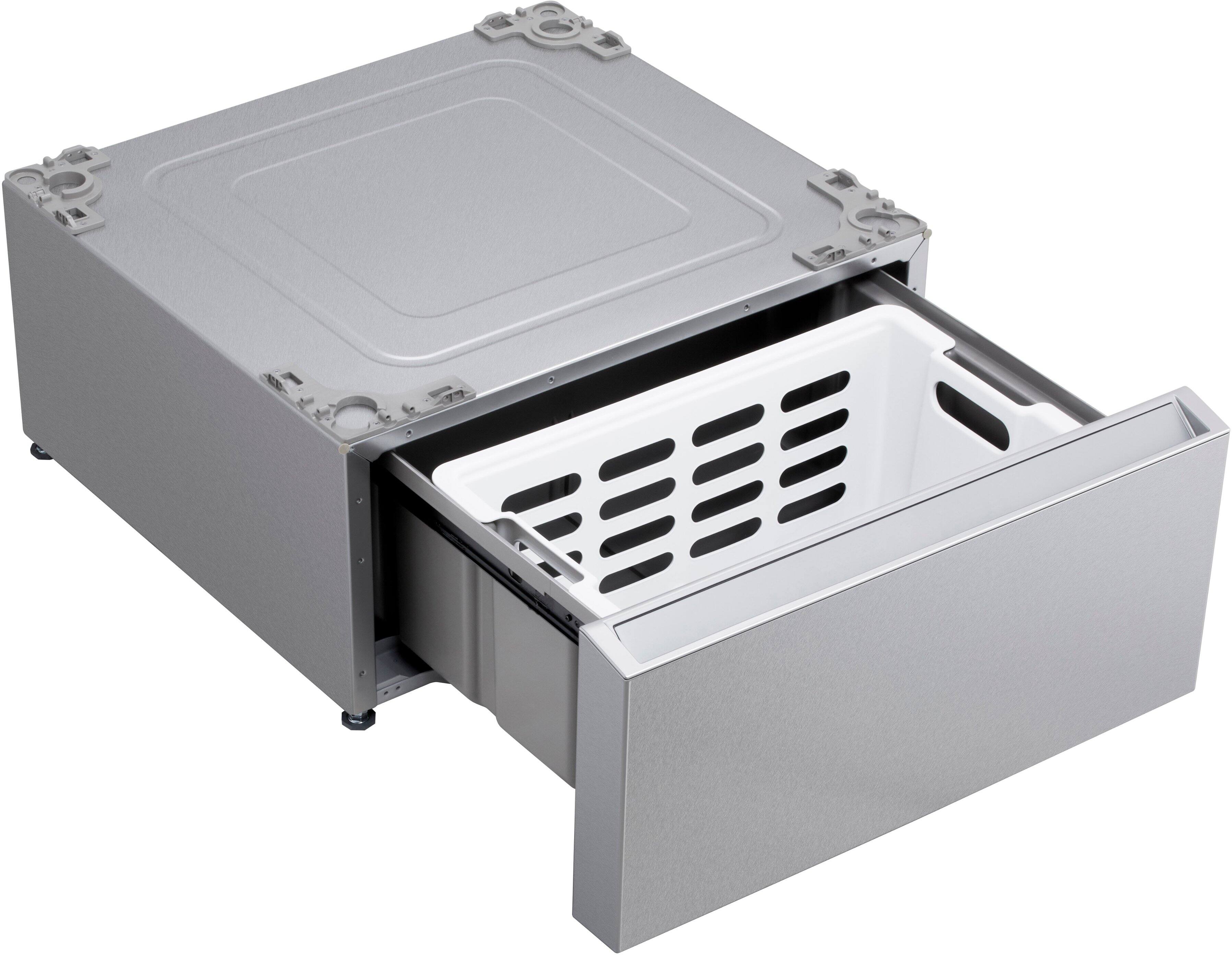 Alt View 1. LG - SIGNATURE 29" Laundry Pedestal with Storage Drawer - Brushed Platinum Steel.