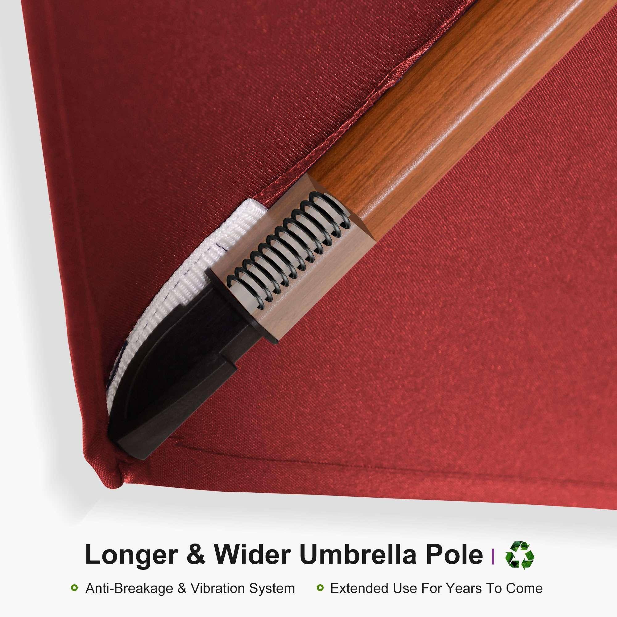 Longer & Wider Umbrella Pole | Anti-Breakage & Vibration System | Extended Use For Years To Come