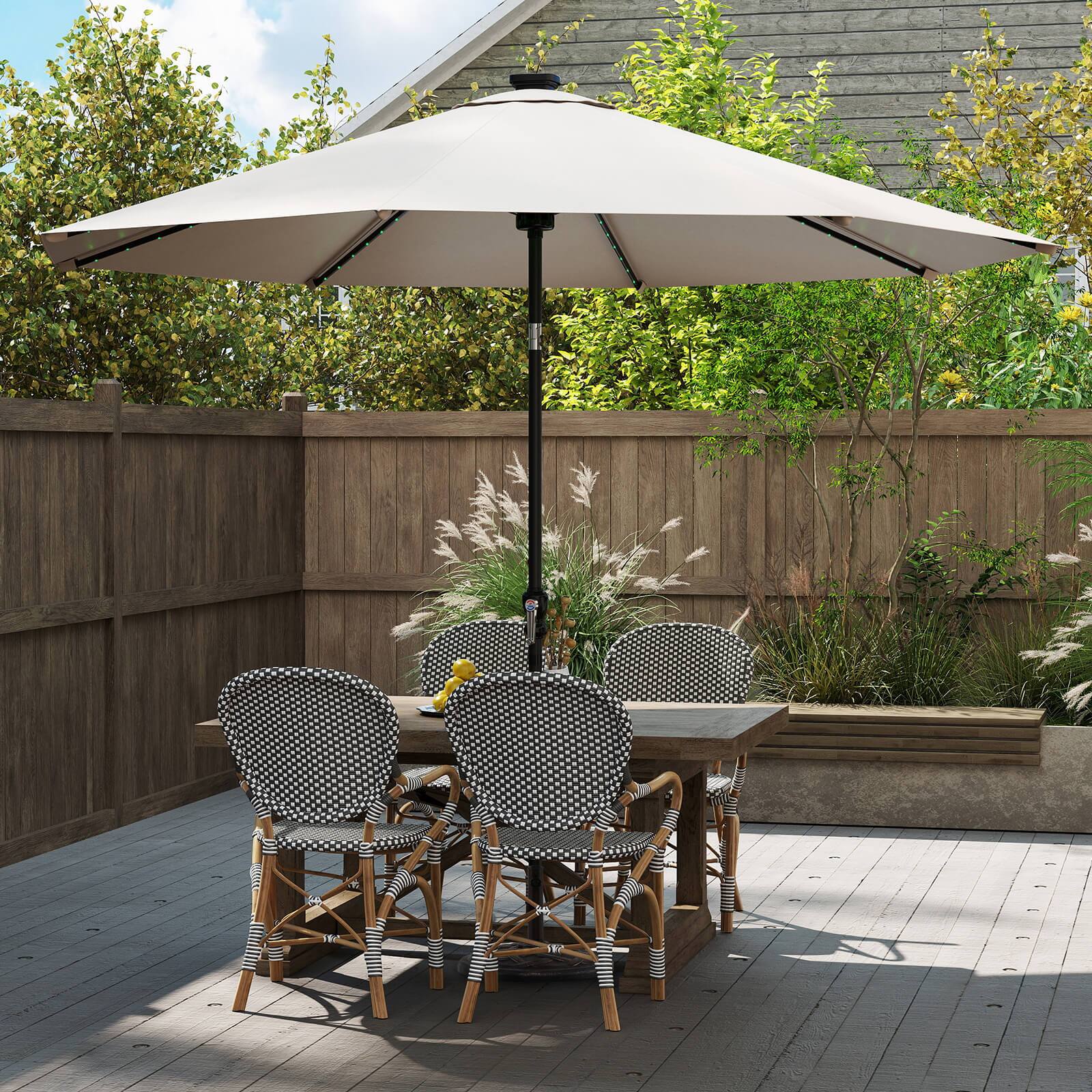Alt View 1. Costway - Costway 10 FT Solar Patio Umbrella with 96 LED Lights 35° Adjustable Tilt Vented Top - Beige.