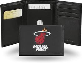 Rico Industries - Miami Heat Embroidered Black Leather Trifold Wallet - Multi