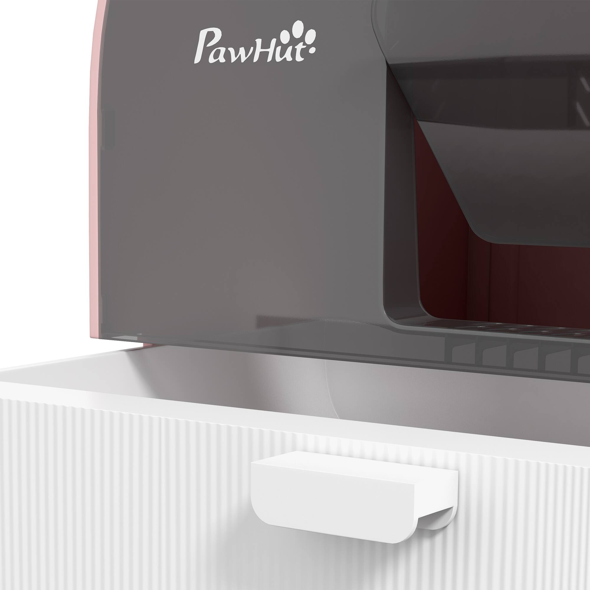 Alt View 4. Pawhut - Cat Litter Box with Lid, Covered Litter Box for Indoor Cats with Tray, Scoop, Filter, 17" x 17" x 18. 5" - Pink.