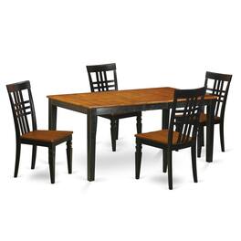 East West Furniture - 5 PC Kitchen Table set with a Nicoli Table and 4 Dining Chairs in Black and Cherry - Black & Cherry