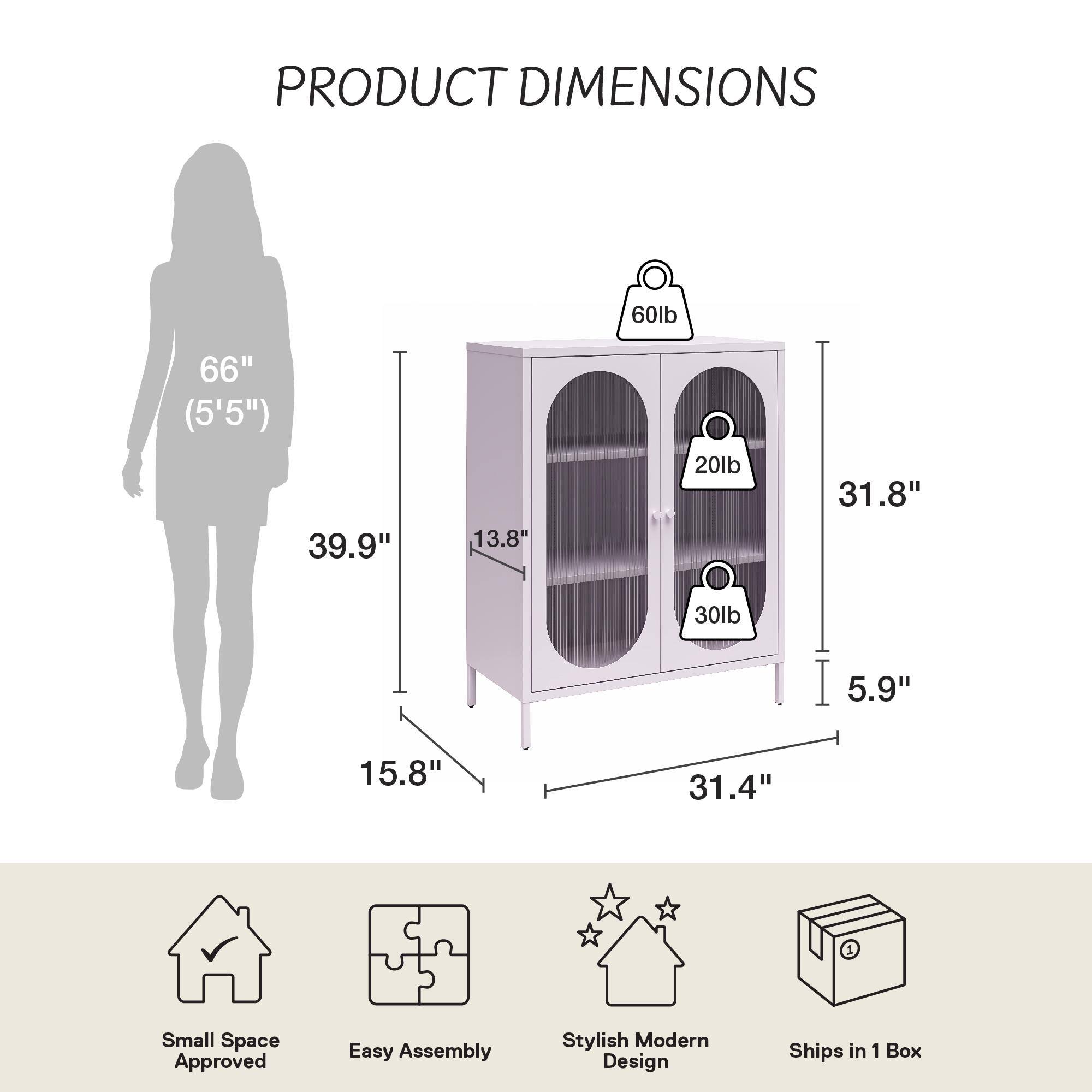PRODUCT DIMENSIONS

- 66" (5'5")
- 39.9"
- 15.8"
- 31.4"
- 31.8"
- 5.9"
- 13.8"

60lb
20lb
30lb

Small Space Approved
Easy Assembly
Stylish Modern Design
Ships in 1 Box