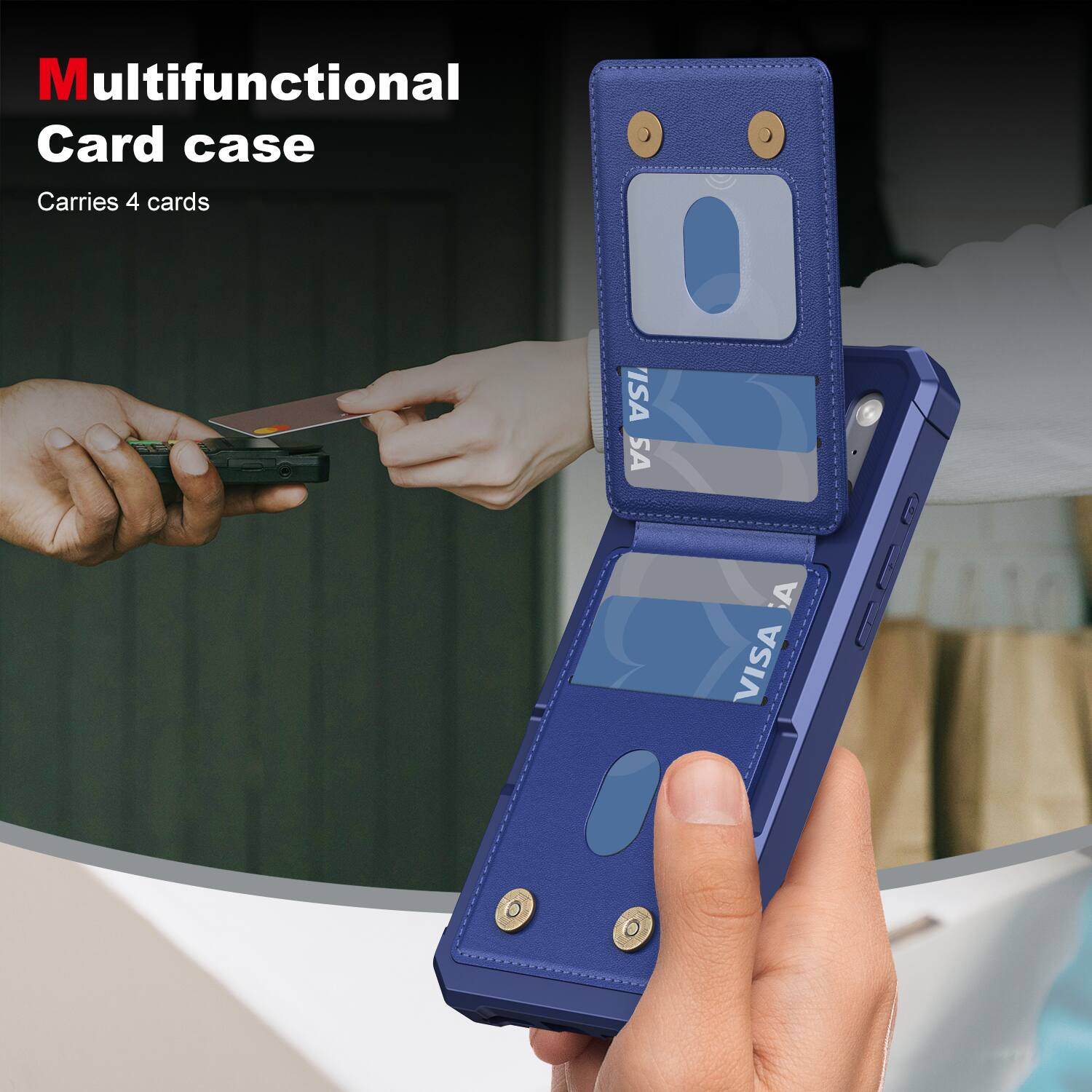 Multifunctional Card case  
Carries 4 cards