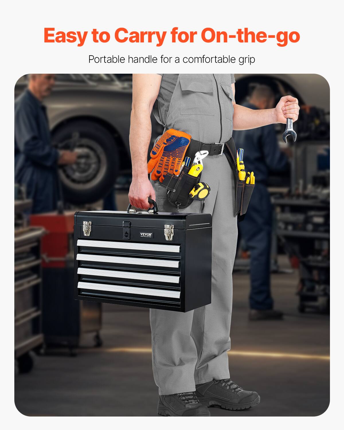 Easy to Carry for On-the-go  
Portable handle for a comfortable grip