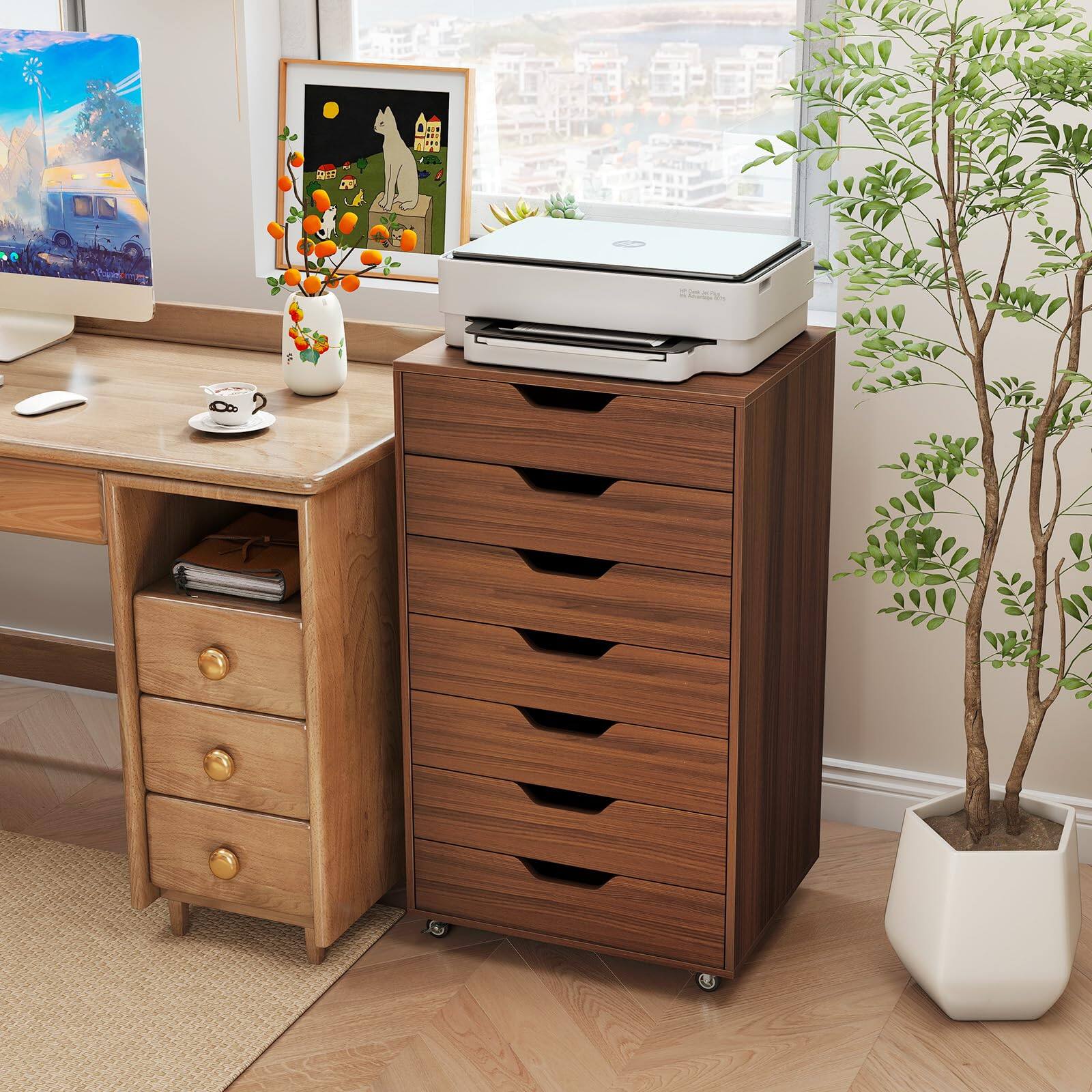 Alt View 1. Ecooso - 7-Drawer Mobile Lateral Filing Organizer with Wheels, Office Storage Cabinet.