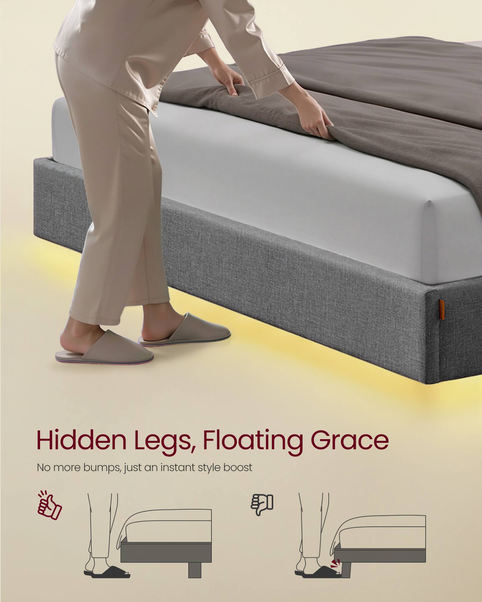 Hidden Legs, Floating Grace  
No more bumps, just an instant style boost