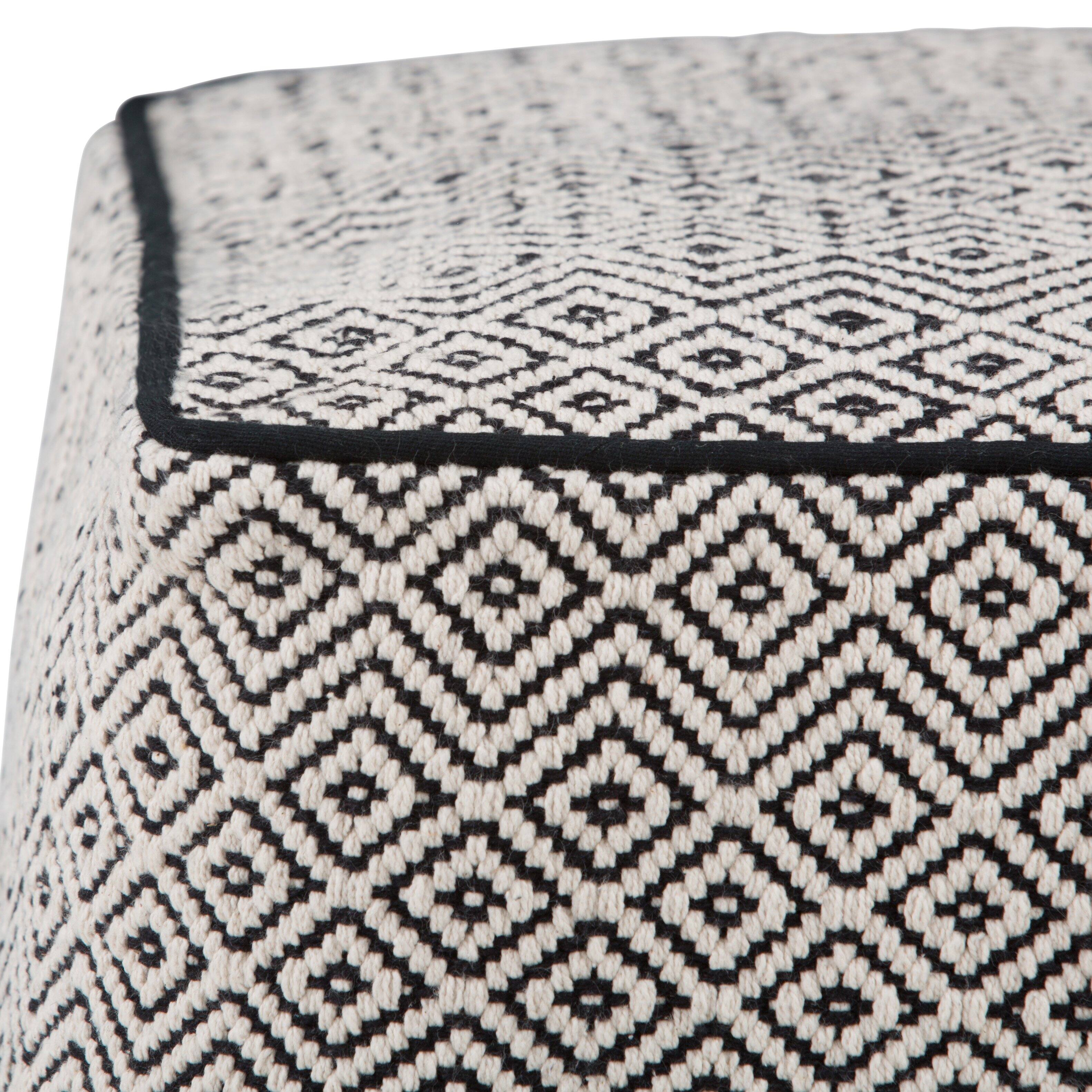 Alt View 11. Simpli Home - Brynn Square Pouf - Patterned Black, Natural.