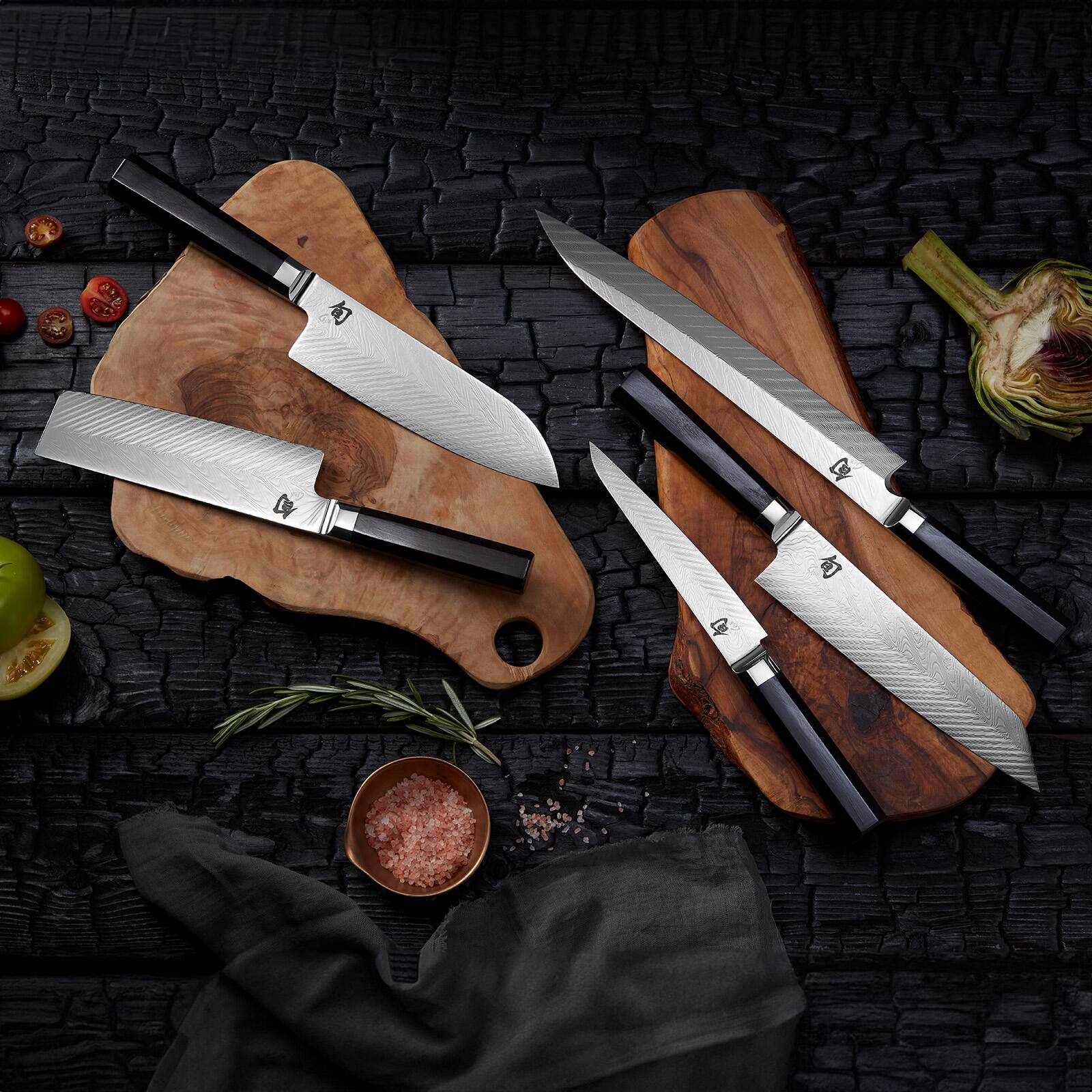 Alt View 4. Shun - Dual Core 6-Inch Utility Butcher Knife VG0019 - Black.