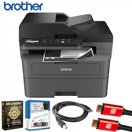 Brother - Wireless Monochrome Multi-Function Printer + 26 Months Protection Warranty & Cable Bundle