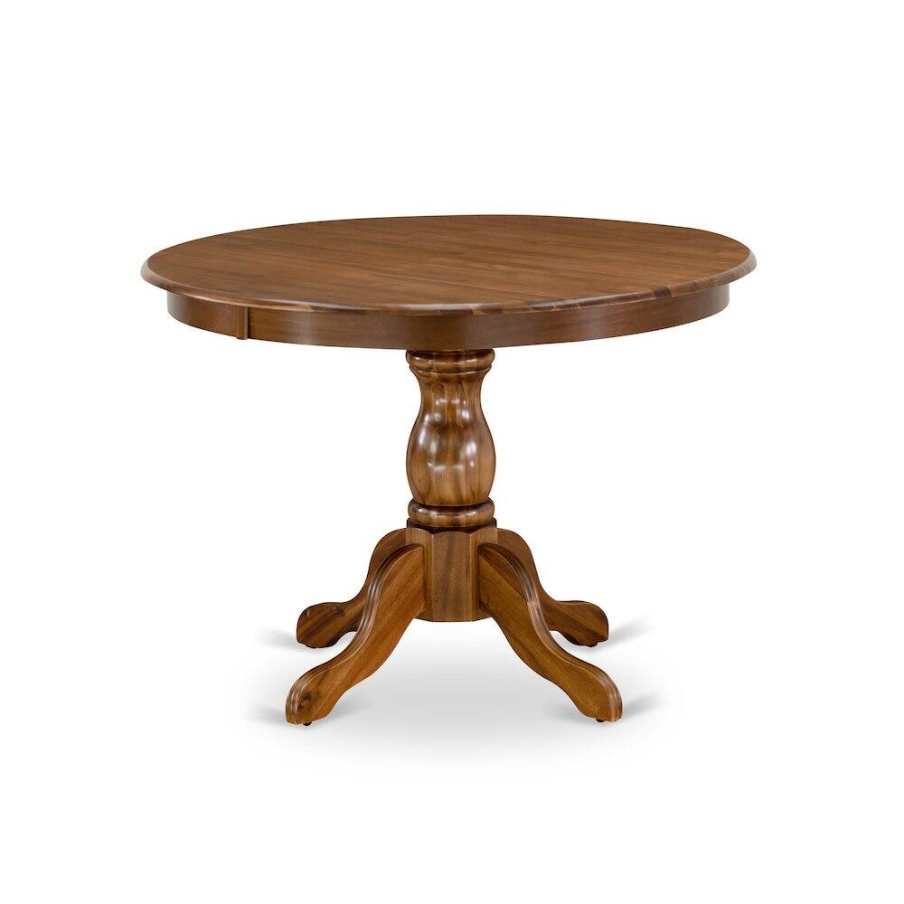 Angle. East West Furniture - HBLA5-AWA-05 5 Pc Dining Table Set - Dining Room Table with 4 Grey Dining Chairs - Acacia Walnut Finish - Antique Walnut.