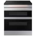 Samsung - 30 in. Wide 4 Burner Bespoke 6.3 Cu. Ft. Slide-In Electric Induction Convection Range with Convertible Double Oven - Stainless Steel