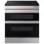 Samsung - Bespoke 6.3 Cu. Ft. Slide-In Electric Induction Convection Range with Flex Duo Convertible Double Oven Technology - Stainless Steel