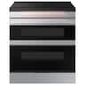 Samsung - 30 in. Wide 4 Burner Bespoke 6.3 Cu. Ft. Slide-In Electric Induction Convection Range with Convertible Double Oven - Stainless Steel