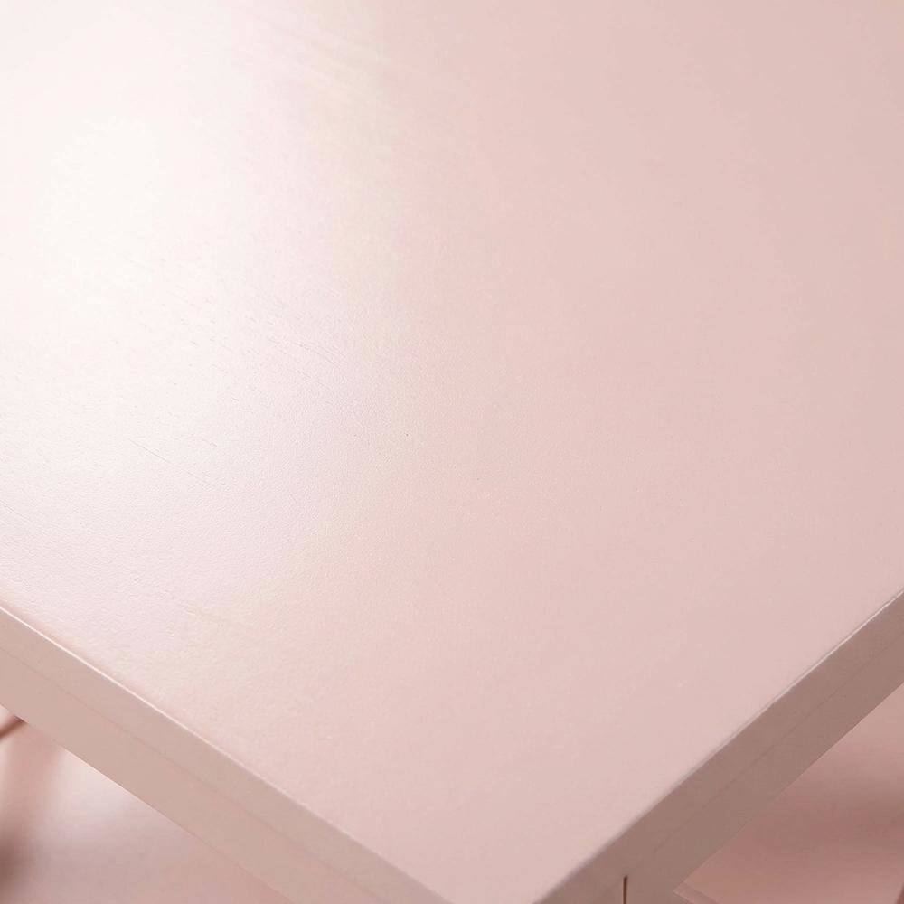 Alt View 3. FurniFact - Blush Pink End Table with Shelves — Transitional Coastal Style for Living Room - Blush Pink.