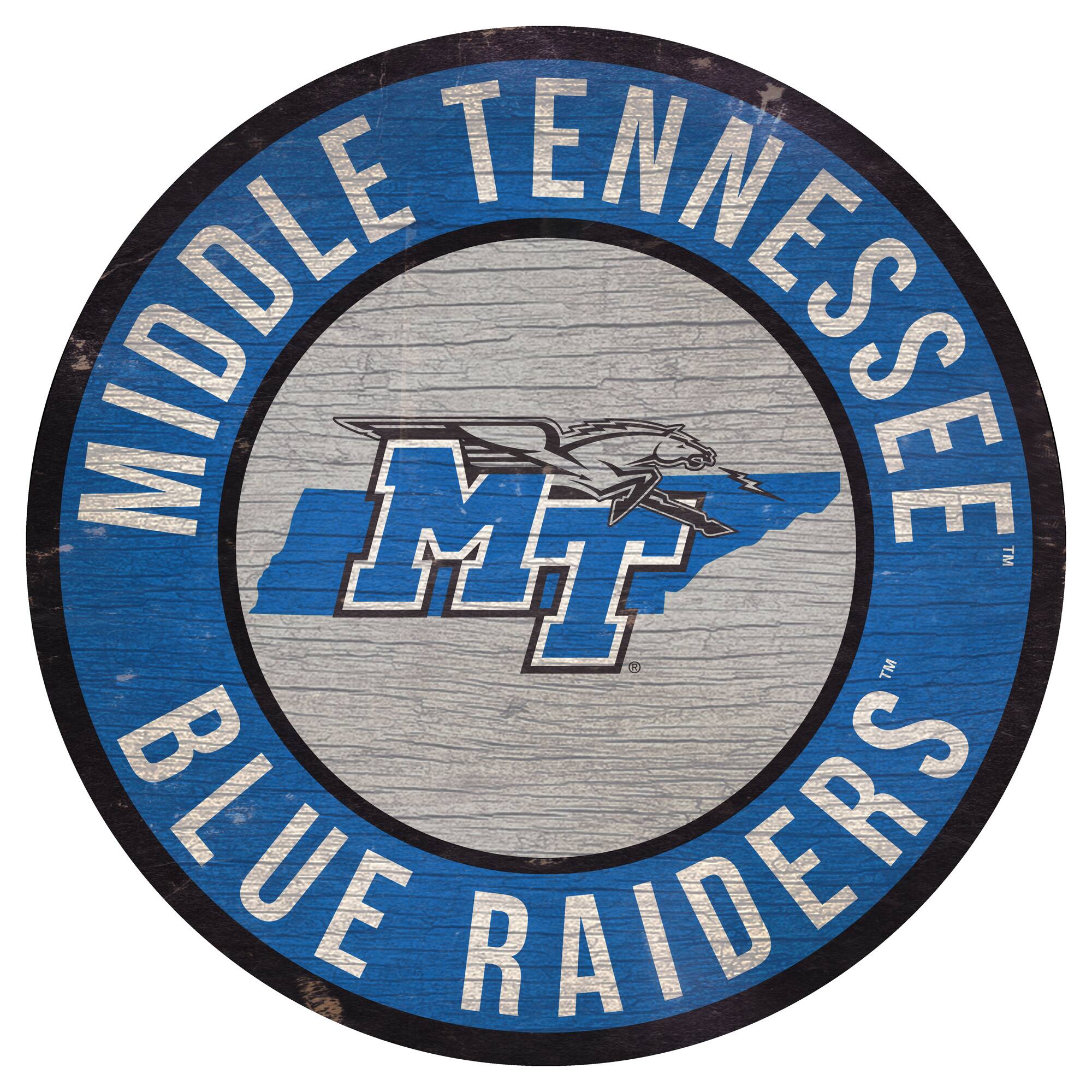 MTSU Blue Raiders 12'' x 12'' State Circle Sign