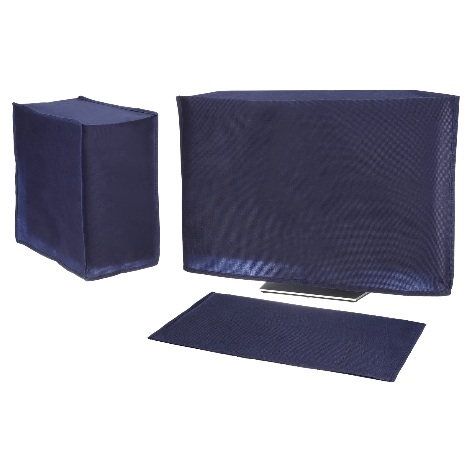 Unique Bargains - 3pcs Computer Dust Cover Set for 24" Monitor, Keyboard and Host PC, Non-Woven Dust Proof Protection Case - Blue