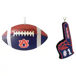 The Memory Company - Auburn Tigers Two-Pack Football & Foam Finger Ornament Set - Multicolor