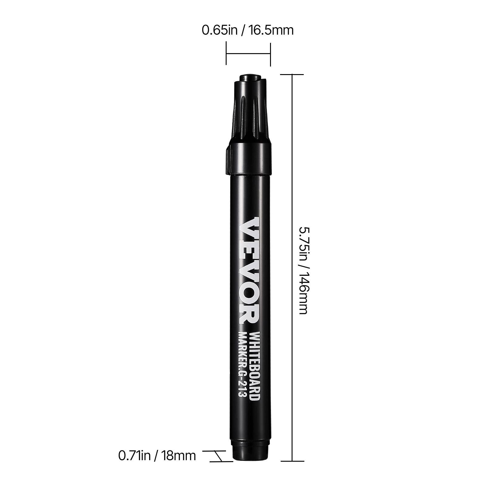 0.65in / 16.5mm  
5.75in / 146mm  
0.71in / 18mm  

VEVOR  
WHITEBOARD  
MARKER G-213