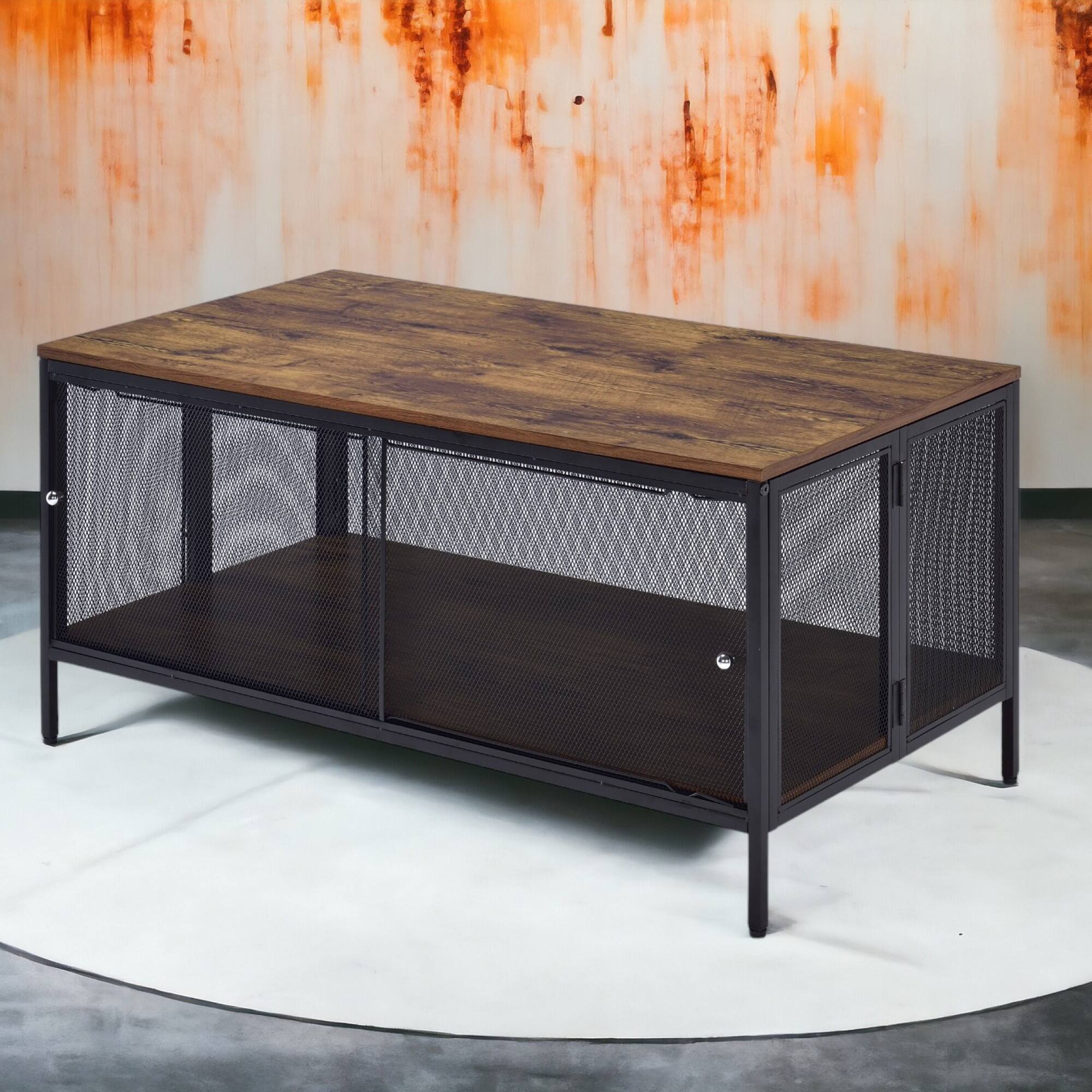 Alt View 4. GOODSILO - Antique Oak and Black Finish Foldable Coffee Table with Storage Compartment for Living Room Decor - Black+Oak.