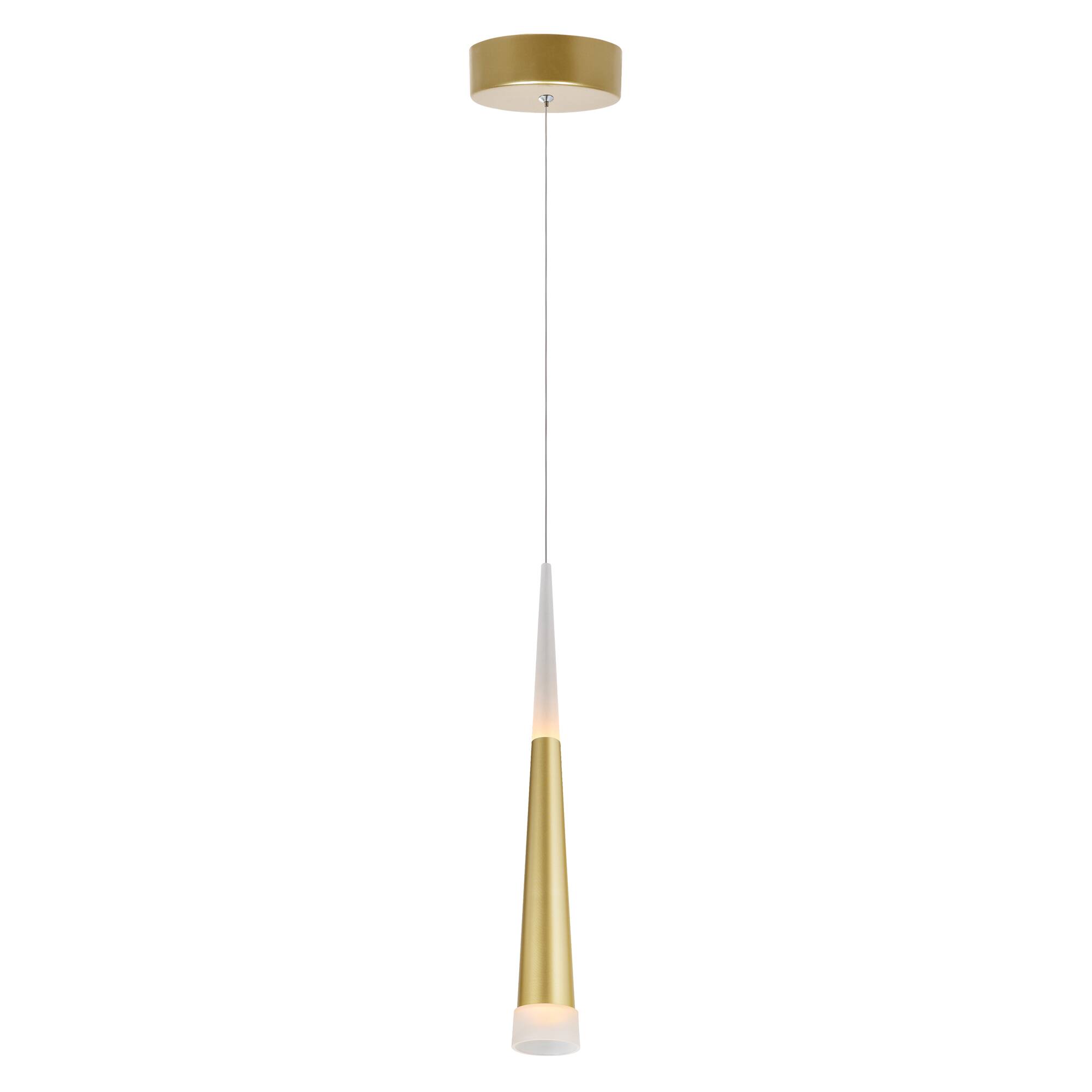 Front. CWI Lighting - Andes LED Down Mini Pendant With Satin Gold Finish - Satin Gold.