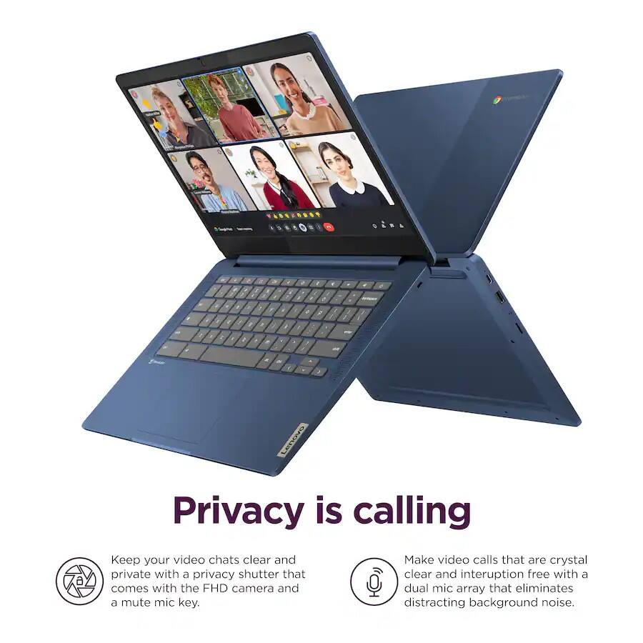 Privacy is calling

Keep your video chats clear and private with a privacy shutter that comes with the FHD camera and a mute mic key. Make video calls that are crystal clear and interruption free with a dual mic array that eliminates distracting background noise.