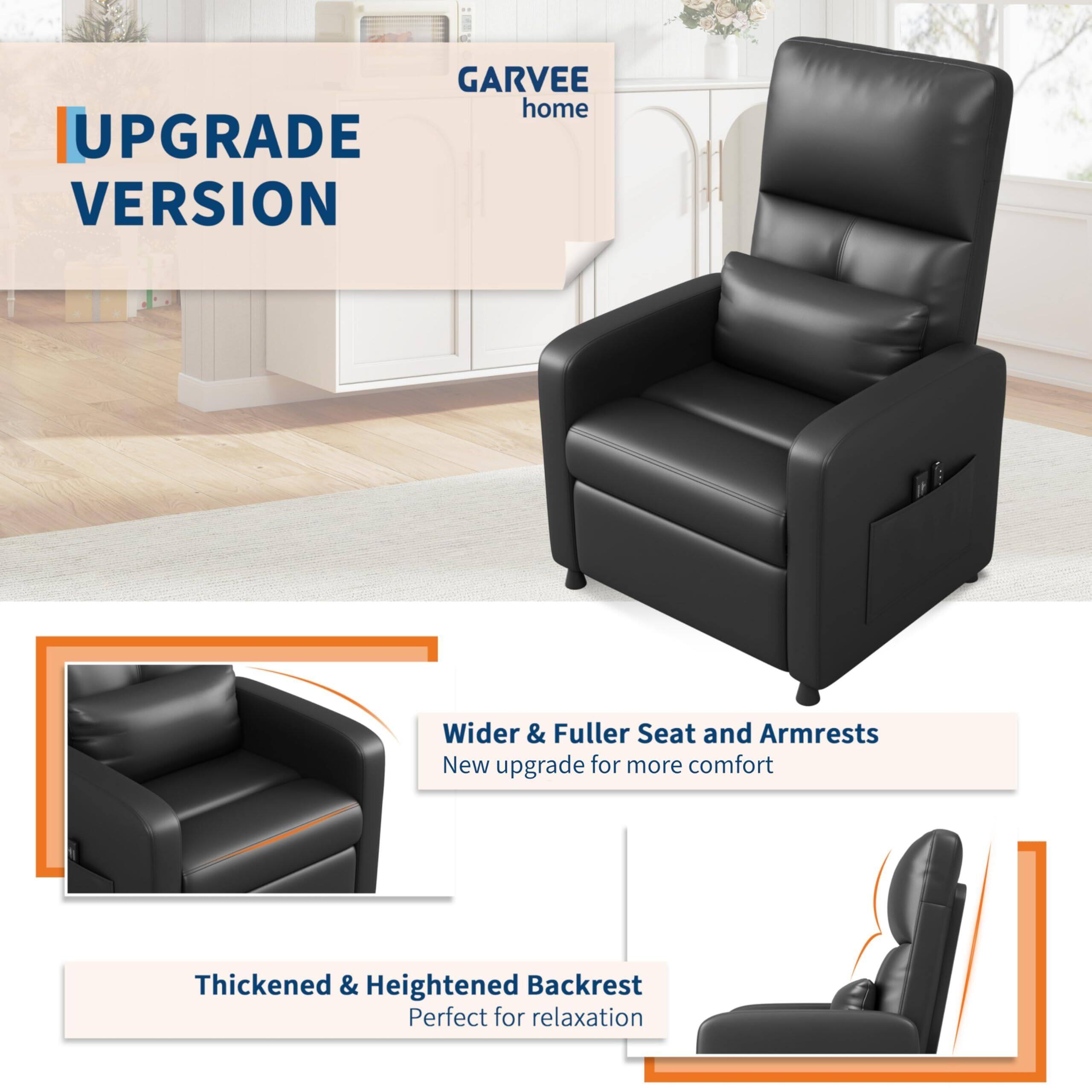 **UPGRADE VERSION**

- **Wider & Fuller Seat and Armrests**
  - New upgrade for more comfort

- **Thickened & Heightened Backrest**
  - Perfect for relaxation
