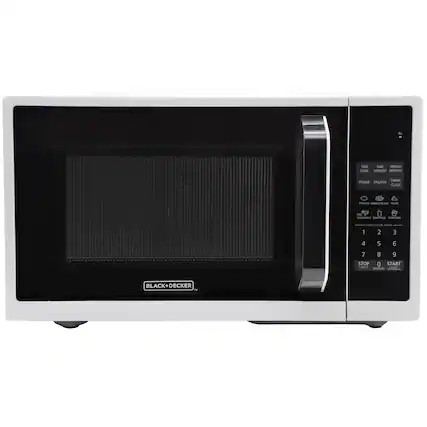 TIME COOK TIME DEFROST DEFROST WEIGHT TIMER/CLOCK POTATO DINNER PLATE PIZZA VEGETABLE BEVERAGE POPCORN EXPRESS COOK 1 MIN 1 2 3 4 5 6 7 8 9 STOP CANCEL MEMORY +/0 START CANCEL MEMORY BLACK+DECKER