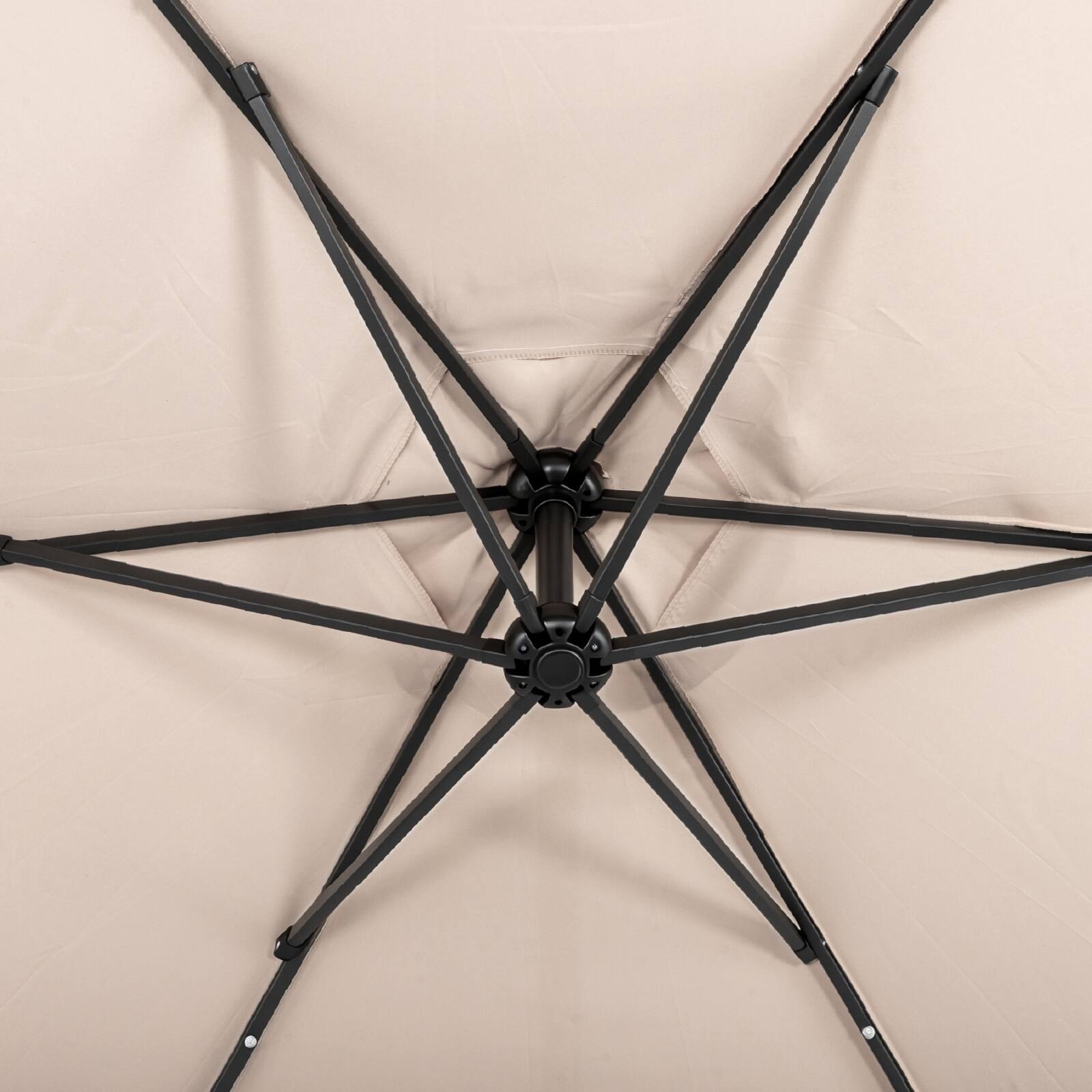 Left. Winado - 10 ft Cantilever Patio Umbrella, Offset Cantilever Outdoor Umbrella with Solar Lights Easy Crank & Tilt.