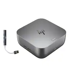 HP - 11-in-1 Thunderbolt 4 Dock 180W 9X481UT#ABA, Supports 5K or 4x 4K@60Hz, 40Gbps Data, USB-A/C, LAN, 2x HDMI, w/DKZ Hub - Gray