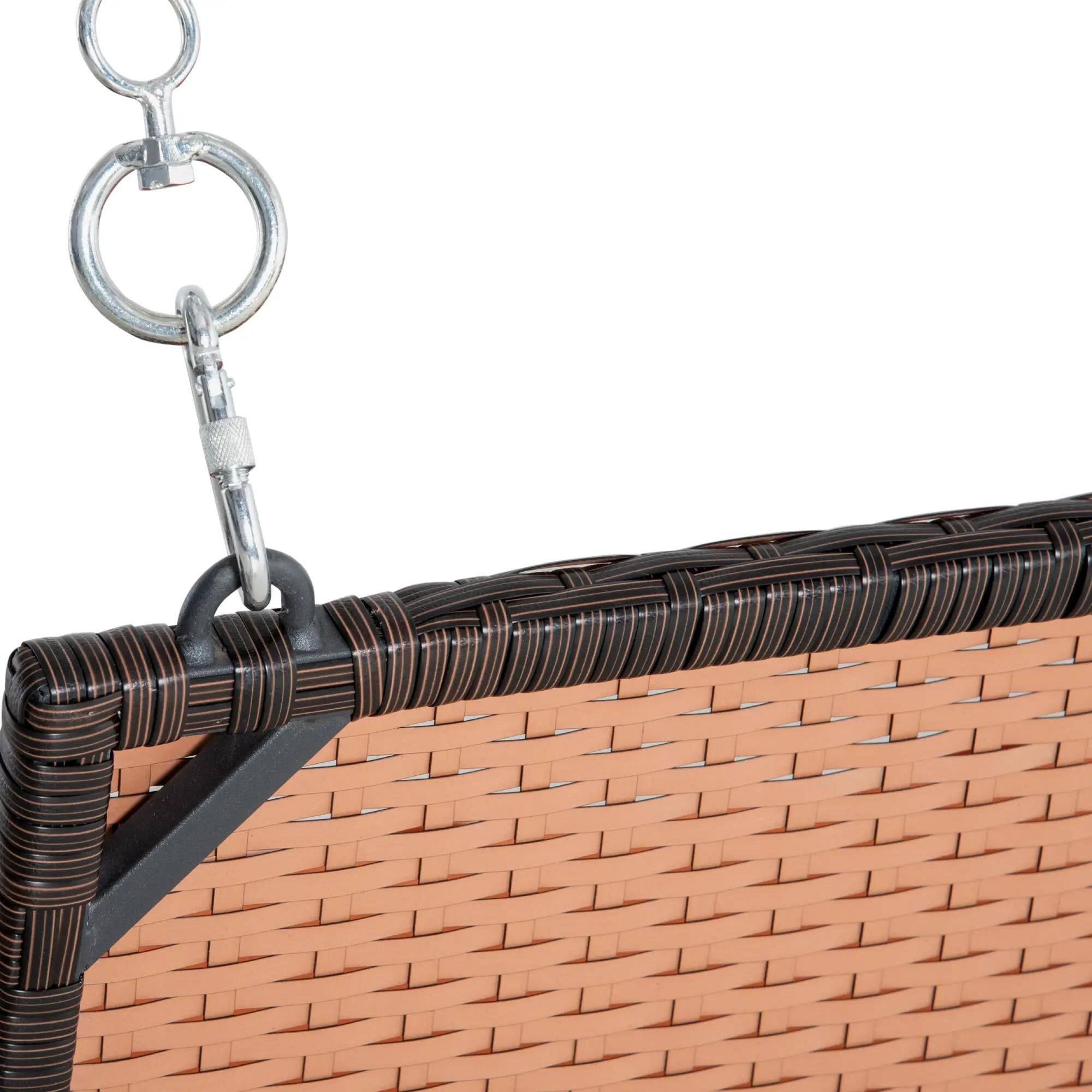 Alt View 1. Resenkos - Resenkos 2-Person Wicker Swing Bench, Outdoor Patio Swing Chair With Cushions,  Perfect for Garden, Orange.