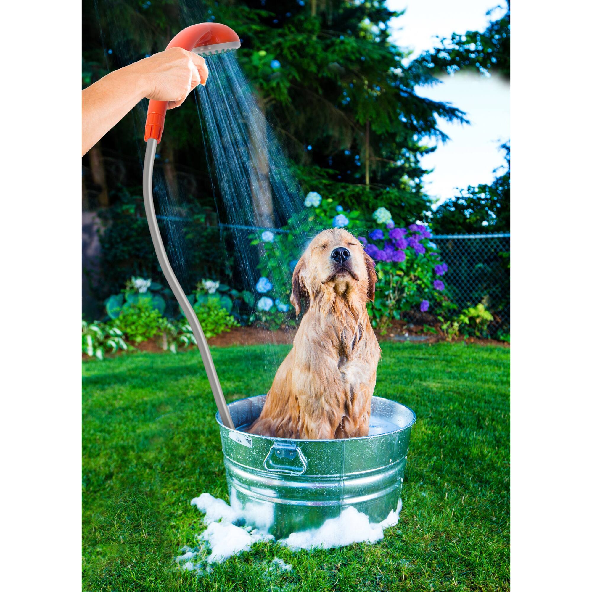 Alt View 2. Ivation - Portable Outdoor Shower, Battery Powered, Rechargeable & Compact Camping Showerhead - Orange.