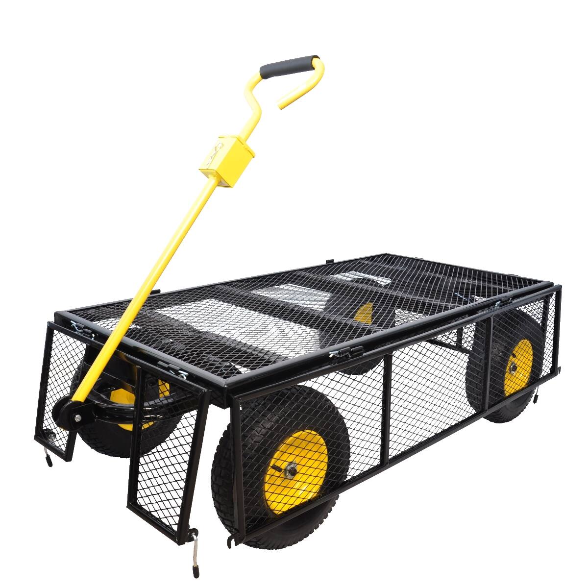 Alt View 2. Loheer - Loheer Heavy Duty Garden Cart with Pneumatic Tires, 880 lb Static Load, Black and Yellow.