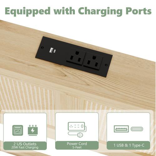 Equipped with Charging Ports

- 2 US Outlets
- 20W Fast Charging
- Power Cord 5-Feet
- 1 USB & 1 Type-C