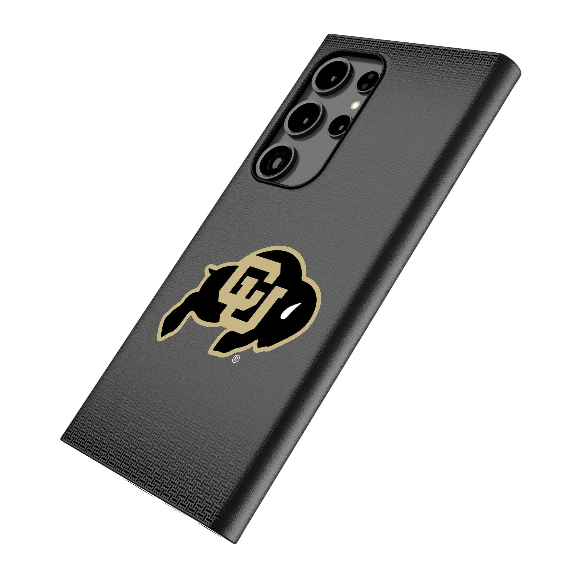 Alt View 1. Keyscaper - Colorado Buffaloes Linen Galaxy Magnetic Bump Case - S24 Ultra - Black.