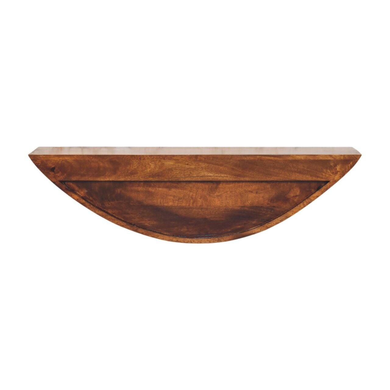 Alt View 5. Artisan Furniture - Artisan Furniture Solid Wood Crescent Floating Wall Shelf, Dark Brown - LIGHT BROWN.