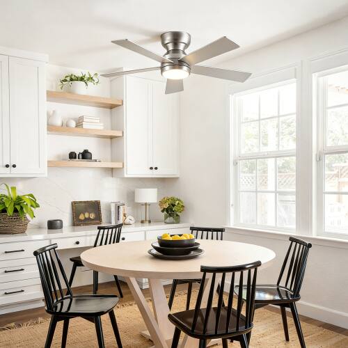 Back. LUCKY ONE - 46" Ceiling Fan with Light Remote 5 Plywood Blades DC Motor 6-Speed - Silver.