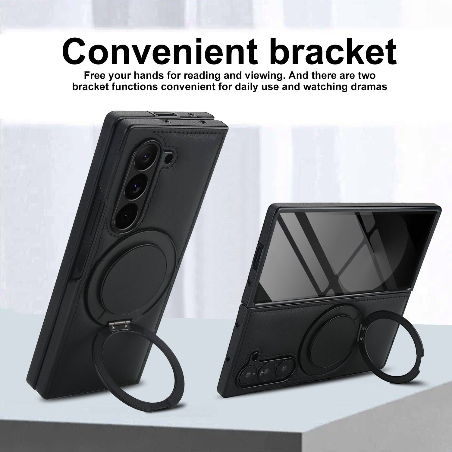 Convenient bracket  
Free your hands for reading and viewing. And there are two bracket functions convenient for daily use and watching dramas.