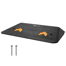 VEVOR - Upgraded Rubber Threshold Ramp, 3" Rise Door Ramp with 1 Channel, Natural Rubber Car Ramp with Non-Slip Textured Surface - Black