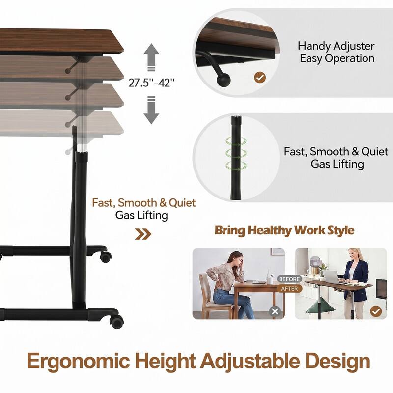 Handy Adjuster Easy Operation  
27.5"-42"  
Fast, Smooth & Quiet Gas Lifting  
Fast, Smooth & Quiet Gas Lifting  
Bring Healthy Work Style  
Ergonomic Height Adjustable Design