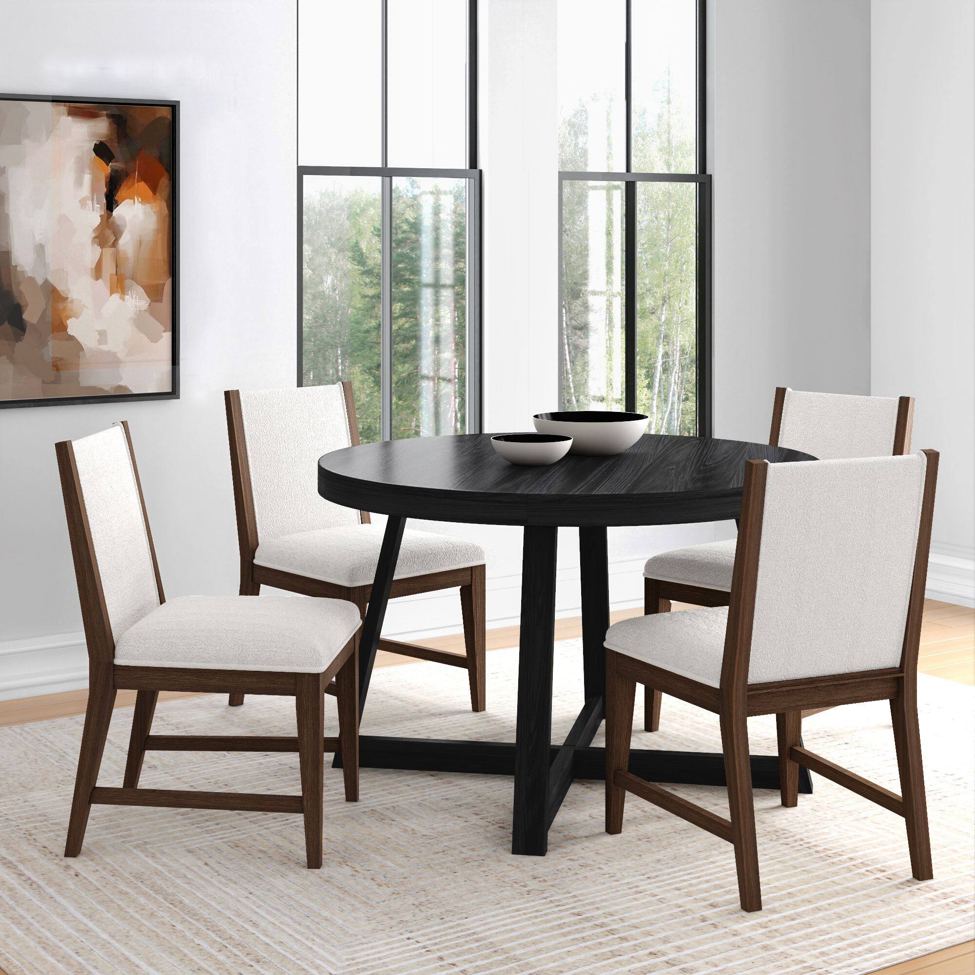 Alt View 7. Plank+Beam - Sereno Dining Chair (2 pack)||Walnut/Ivory Cushion - Walnut/Ivory Cushion.