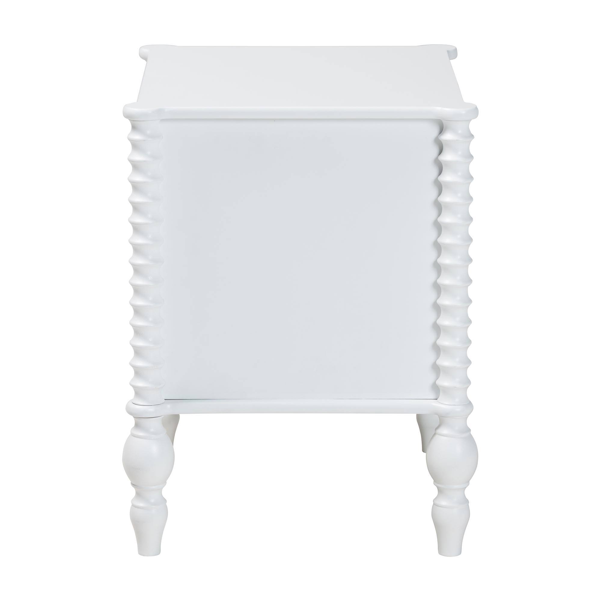 Back. Baxton Studio - Callison Spindle Nightstand - 2-Drawer Farmhouse Bedside Table with Turned Accents for Bedroom, - White.