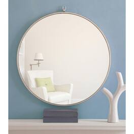 Elegant Decor - Metal frame Round Mirror with decorative hook 28 inch finish - Silver