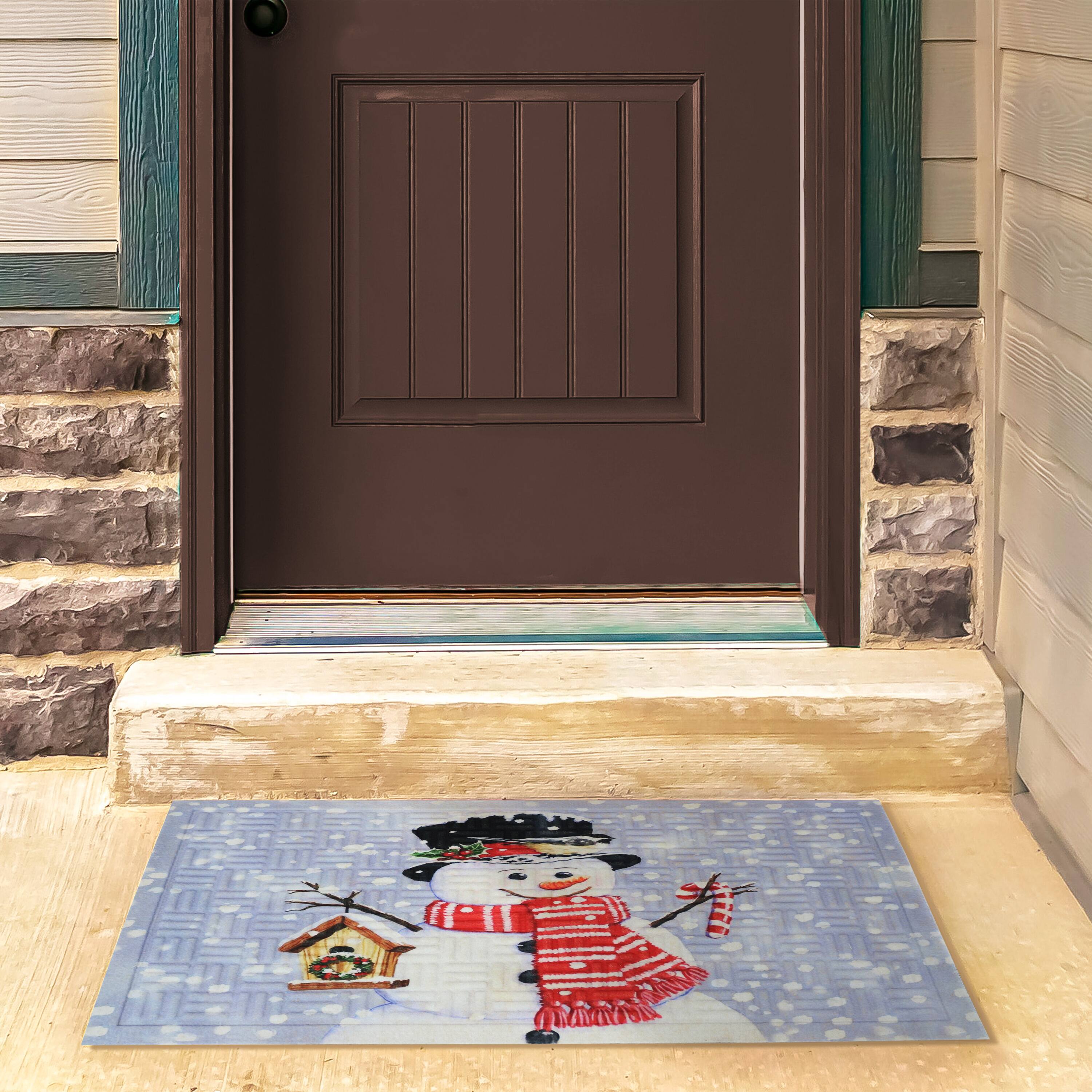 Alt View 4. Sunnydaze - Indoor Holiday Entrance Doormat - 17.5 in x 29 in - Snowman White.