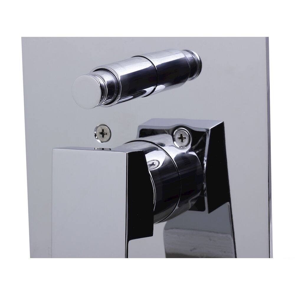 Angle. Alfi - Polished Chrome Shower Valve Mixer with Square Lever Handle and Diverter - Silver.