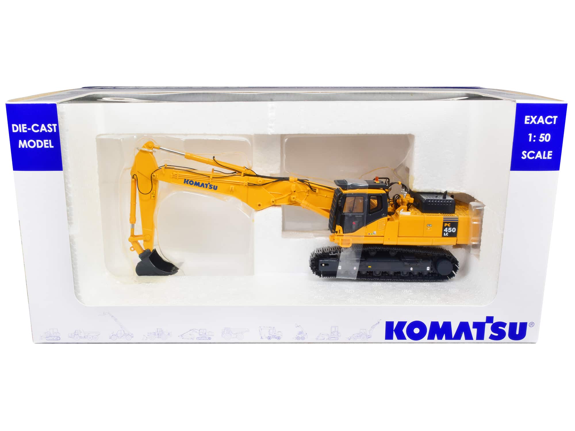 Komatsu PC450LC Excavator Short Boom with Bucket Yellow 1/50 Diecast Model by Universal Hobbies