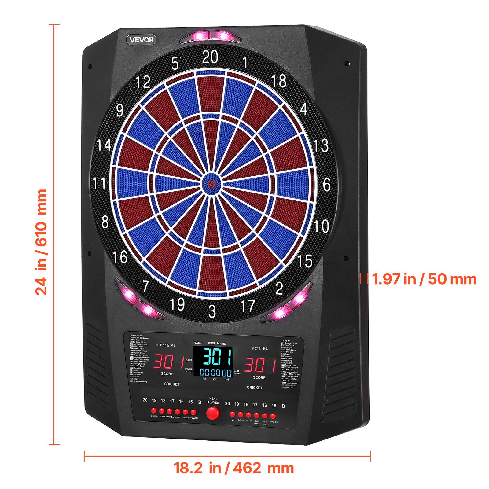 VEVOR 12 5 20 1 18 9 4 14 13 mm / 610 in 24 11 8 16 7 19 O 3 17 2 6 10 15 1.97 in / 50 mm

PUSUT 30 SCORE CRICKET -.-. i - PROUS 30 I 30 - 1 00 00 00 - - - SCORE CRICKET 2% 19 S 17 15 1s B S7 PLAYER 2 15 18 12 16 15 . - 18.2 in / 462 mm