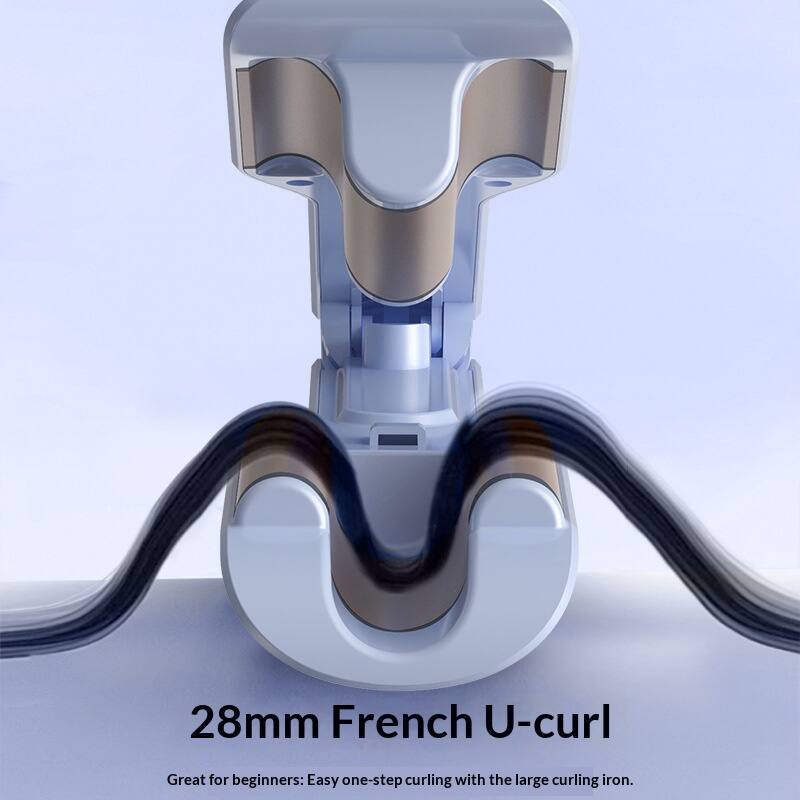28mm French U-curl  
Great for beginners: Easy one-step curling with the large curling iron.