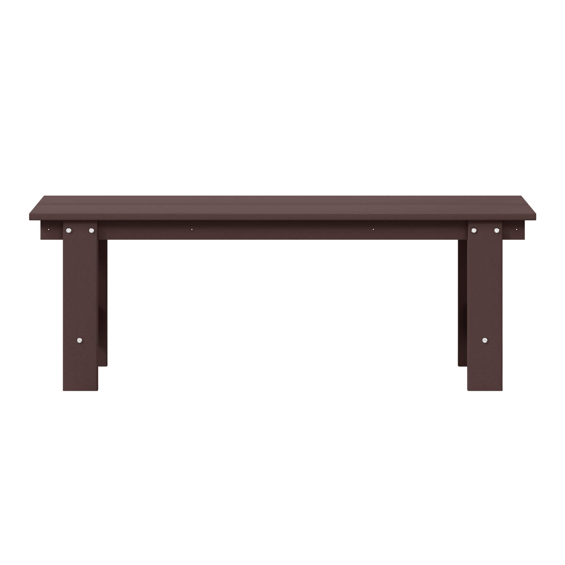WestinTrends - Ashore Outdoor HDPE 48" Modern Backless Patio Bench - Dark Brown